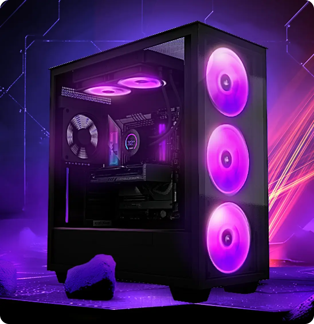Gabinete de computadora con luz rosa