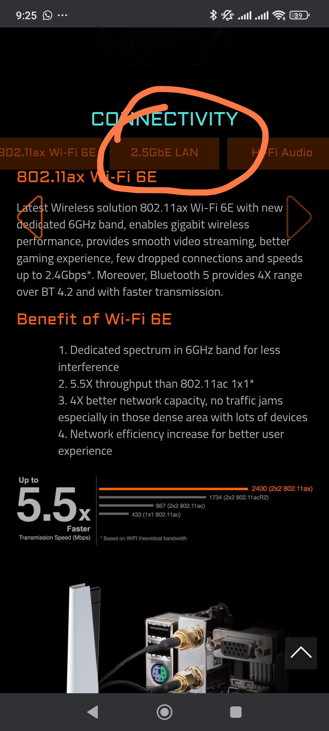 Imágenes 1: Según la página de Gigabyte, sí tiene, de 2.5 Gigabits por segundo